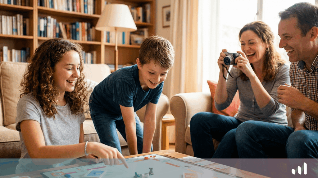 une famille qui s'amuse autour d'un jeu de société