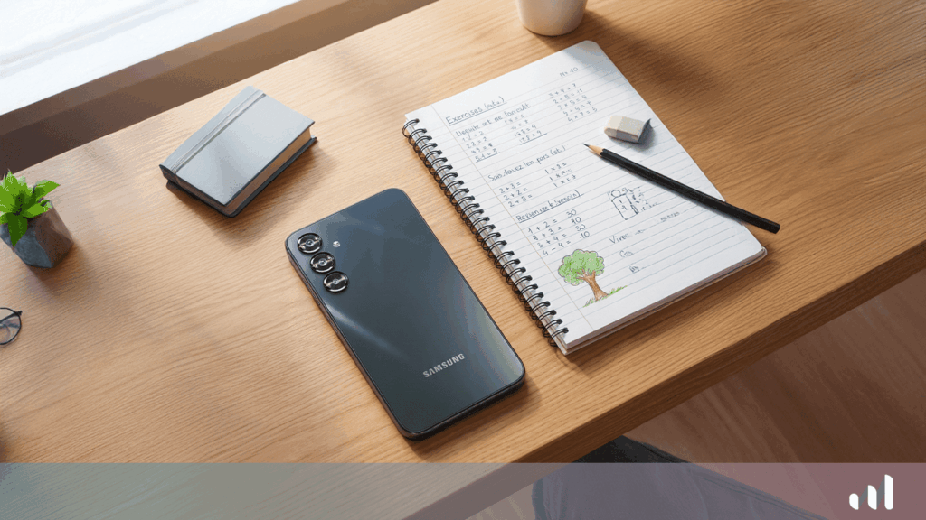 un telephone smarteen et un cahier