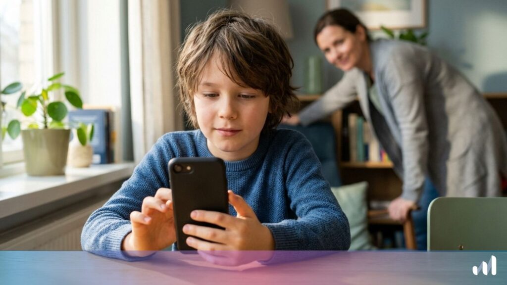 un enfant utilise son telephone reconditionne