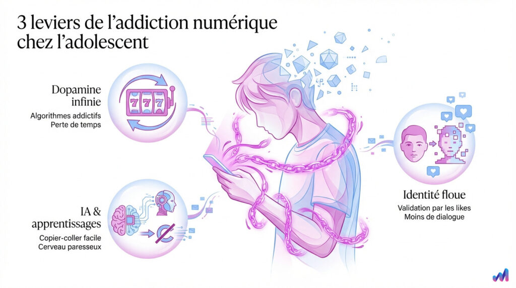 infographie sur l'addiction numérique chez les jeunes