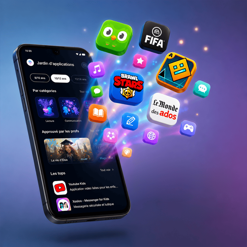 Panel d'applications disponibles sur le SmarTeen