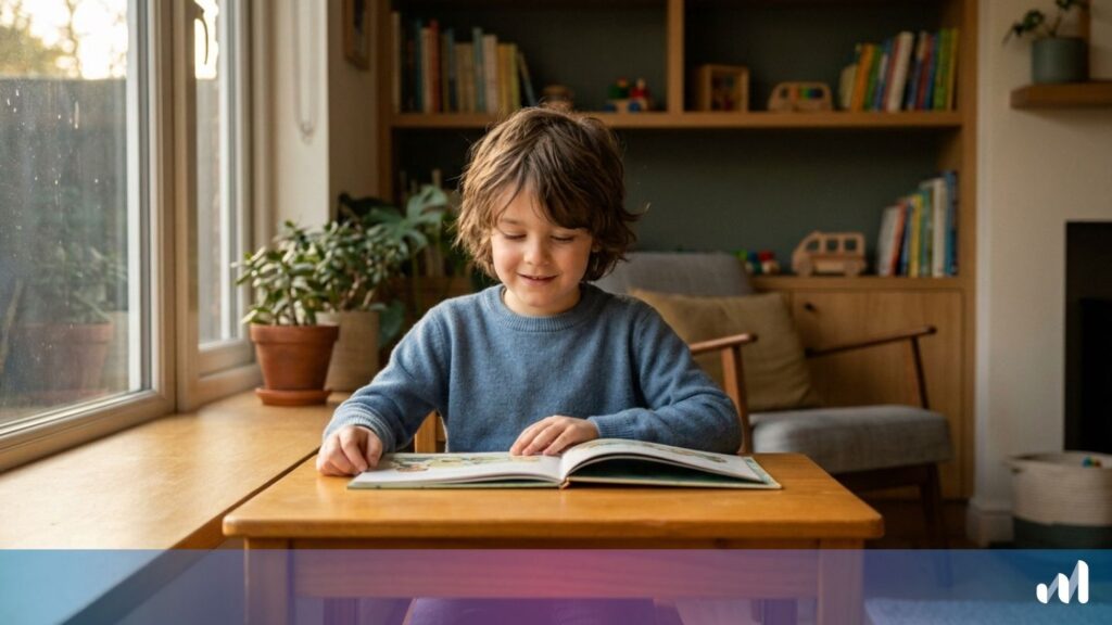 photo d'un enfant qui se concentre devant un livre