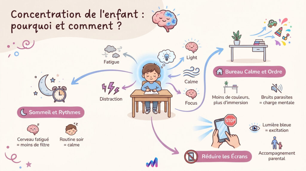 infographie sur la concentration des enfants