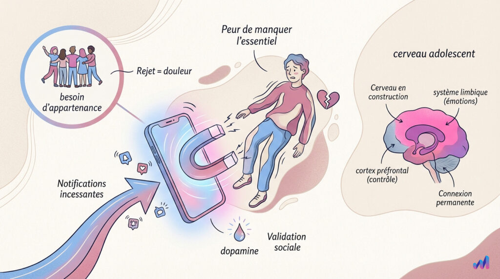 infographie sur l'emprise du smartphone sur les ados