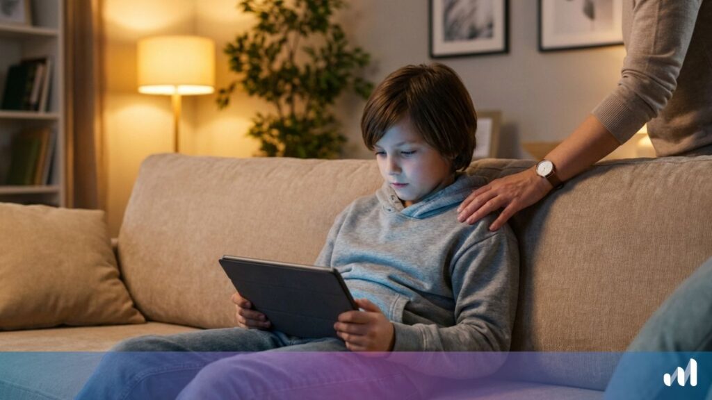 adolescent devant un jeu video sur sa tablette