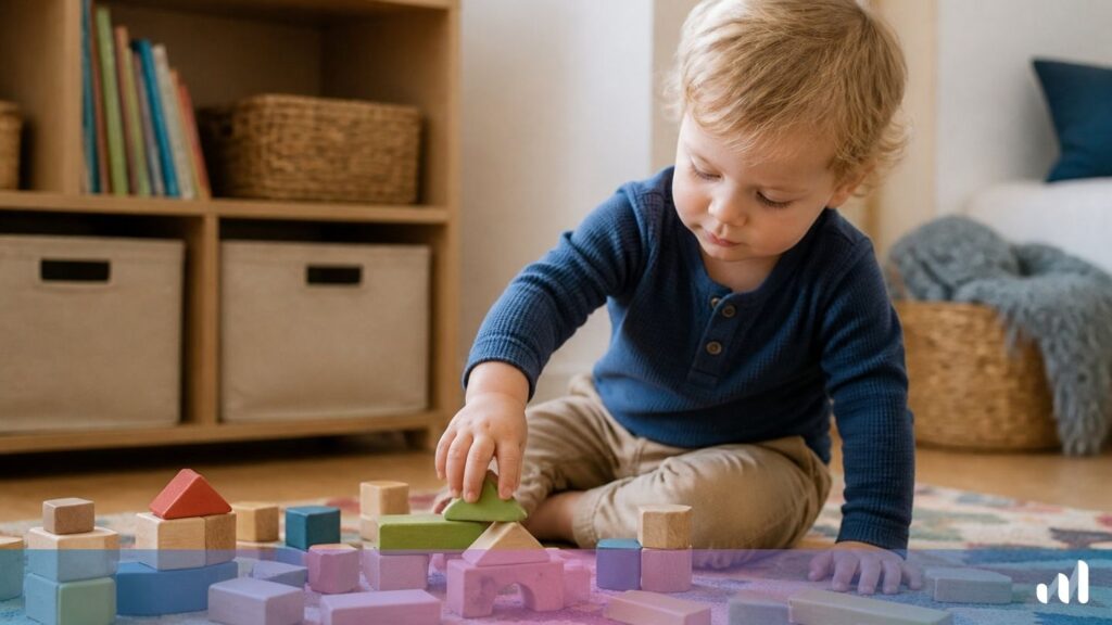 photo d'un jeune enfant devant ses jouets