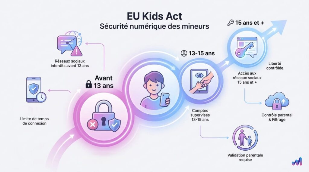 infographie sur le projet de loi europeen kids act