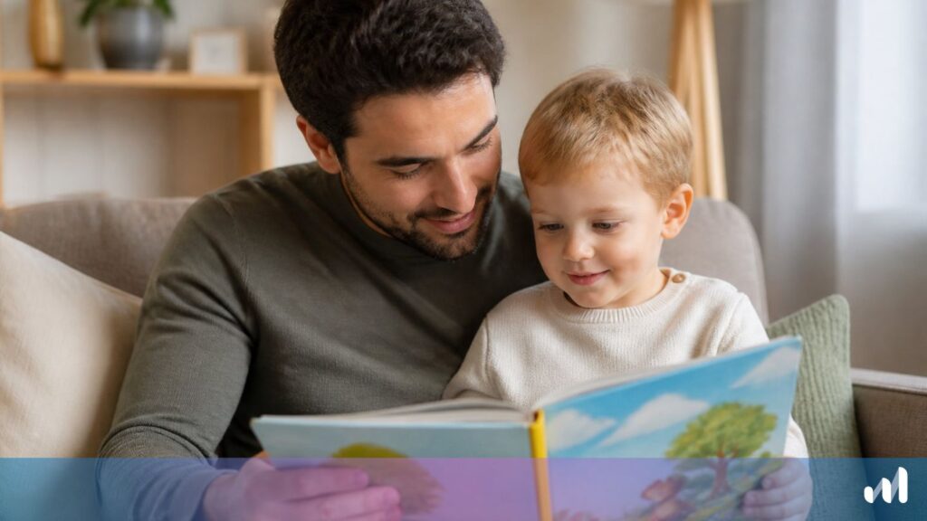 lecture d'un livre pour enfant en famille